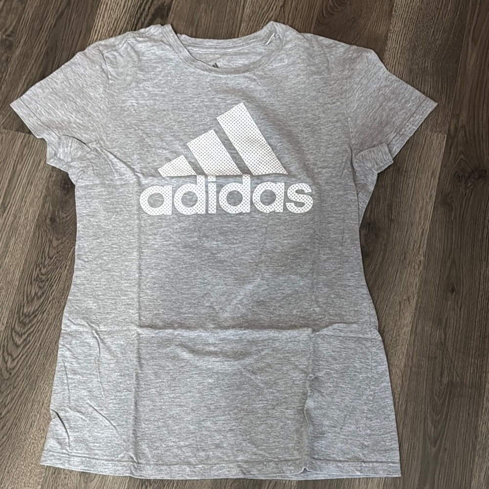 Adidas Heather Gray Tee with White Logo